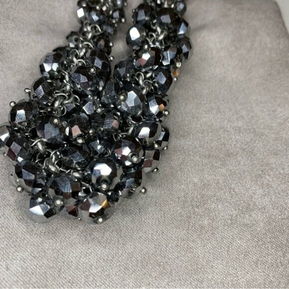 Gunmetal Faceted Round Fire Polished Bead necklace - Picture 2 of 5